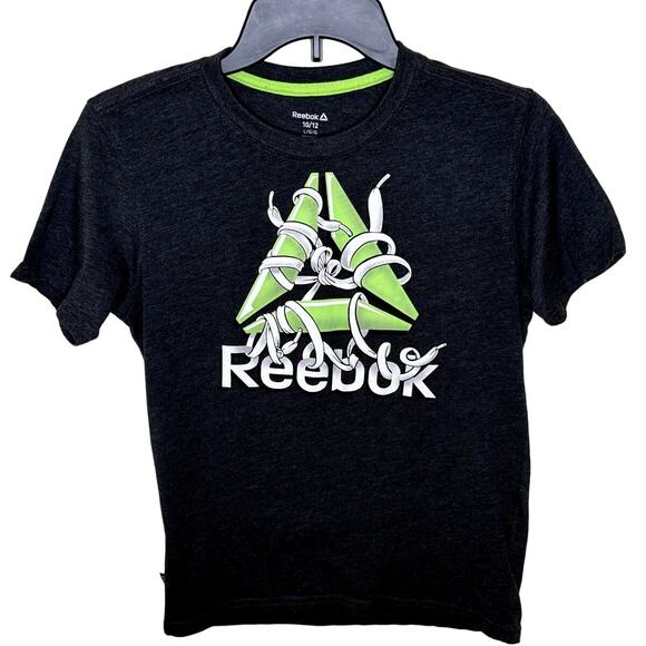 REEBOK YOUTH GRAY AND GREEN SHORT SLEEVE CREW NECK T-SHIRT SIZE LARGE 10-12 - Picture 1 of 7